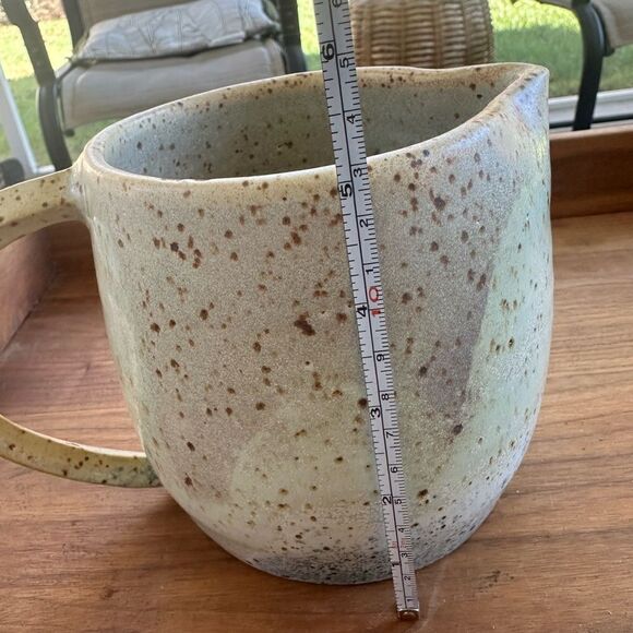 Handmade Glazed Speckled Pitcher Pottery with Handle - Picture 14 of 14